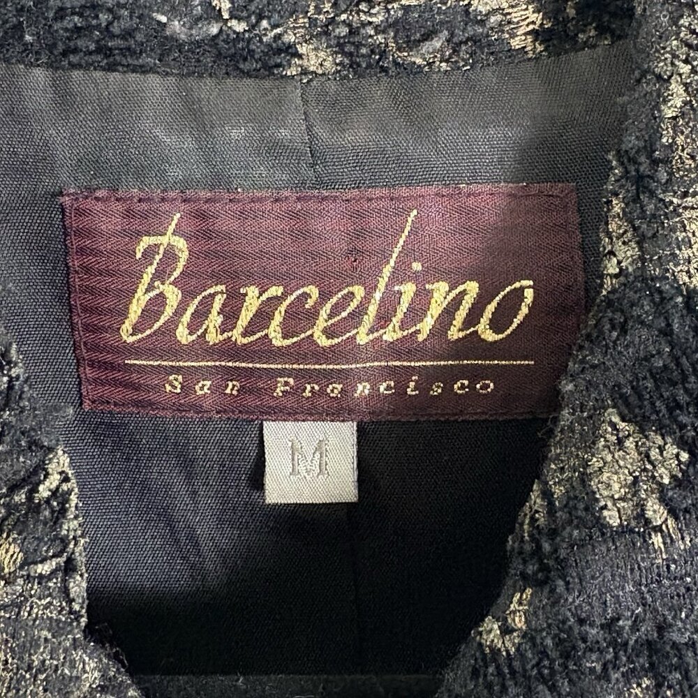 BARCELINO Women Blazer Size M Black Brocade Lined‎ Business Career 31-7 - Picture 7 of 12